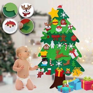 Brad de Crăciun din fetru cu ornamente | FELTPINETREE